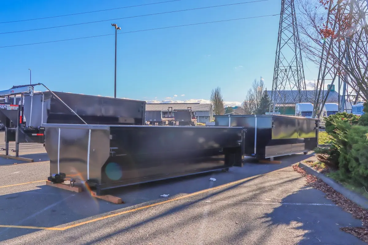 Roll-off dumpster ready for waste disposal at job site for 15 Yard Dumpster Rental in Plumas Lake